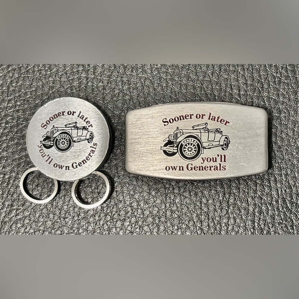Estate, Vintage, RARE Zippo Money Clip & Keychain Set Advertising General Tires